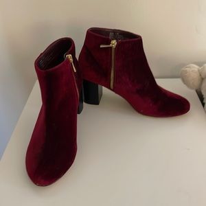 Bella Vita Red Velvet Ankle Boots